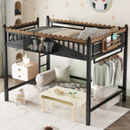 Full Size Loft Bed with Storage Shelves