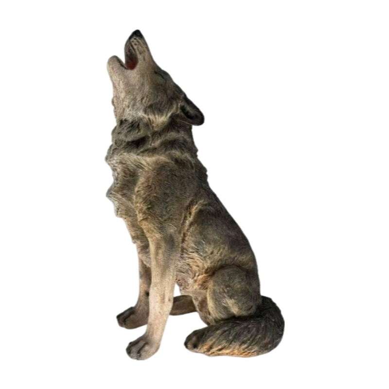 Simulated Howling Wolf Garden Statue