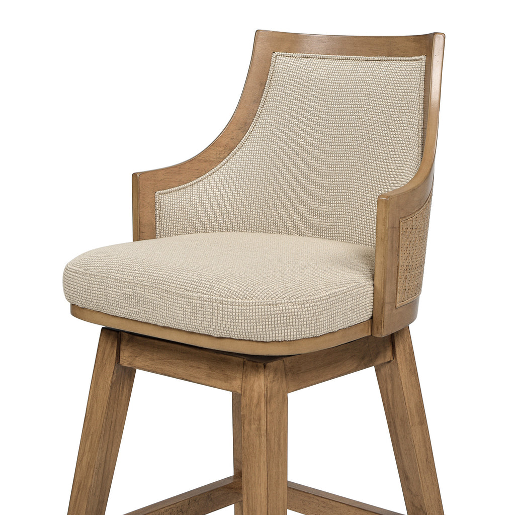 Bahama 26-Inch Cane Rattan High-Back Swivel Counter Stool, Beige