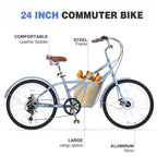 6 Speed Steel Frame 24 Inch Commuter Bike for Adults