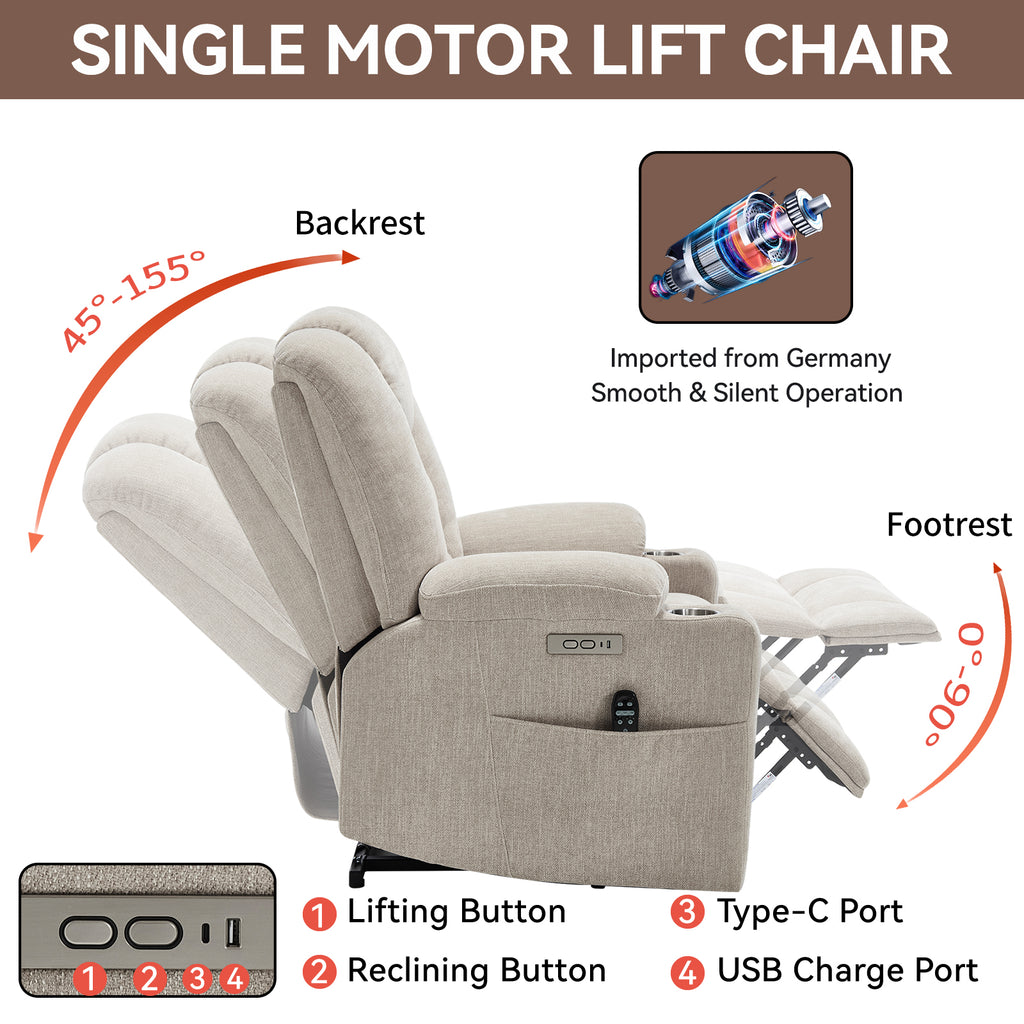 Power Lift Recliner Chair with Massage and Heat