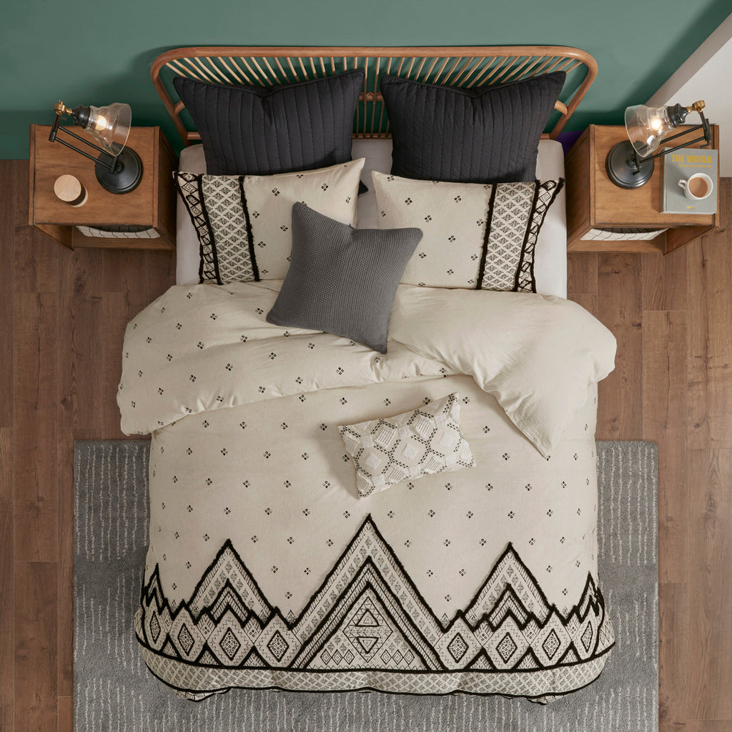 Full/Queen 3 Piece Flax and Cotton Blended Duvet Cover Set