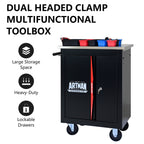 Double-Door Clapboard Multi-Function Tool Cart - Black & Red