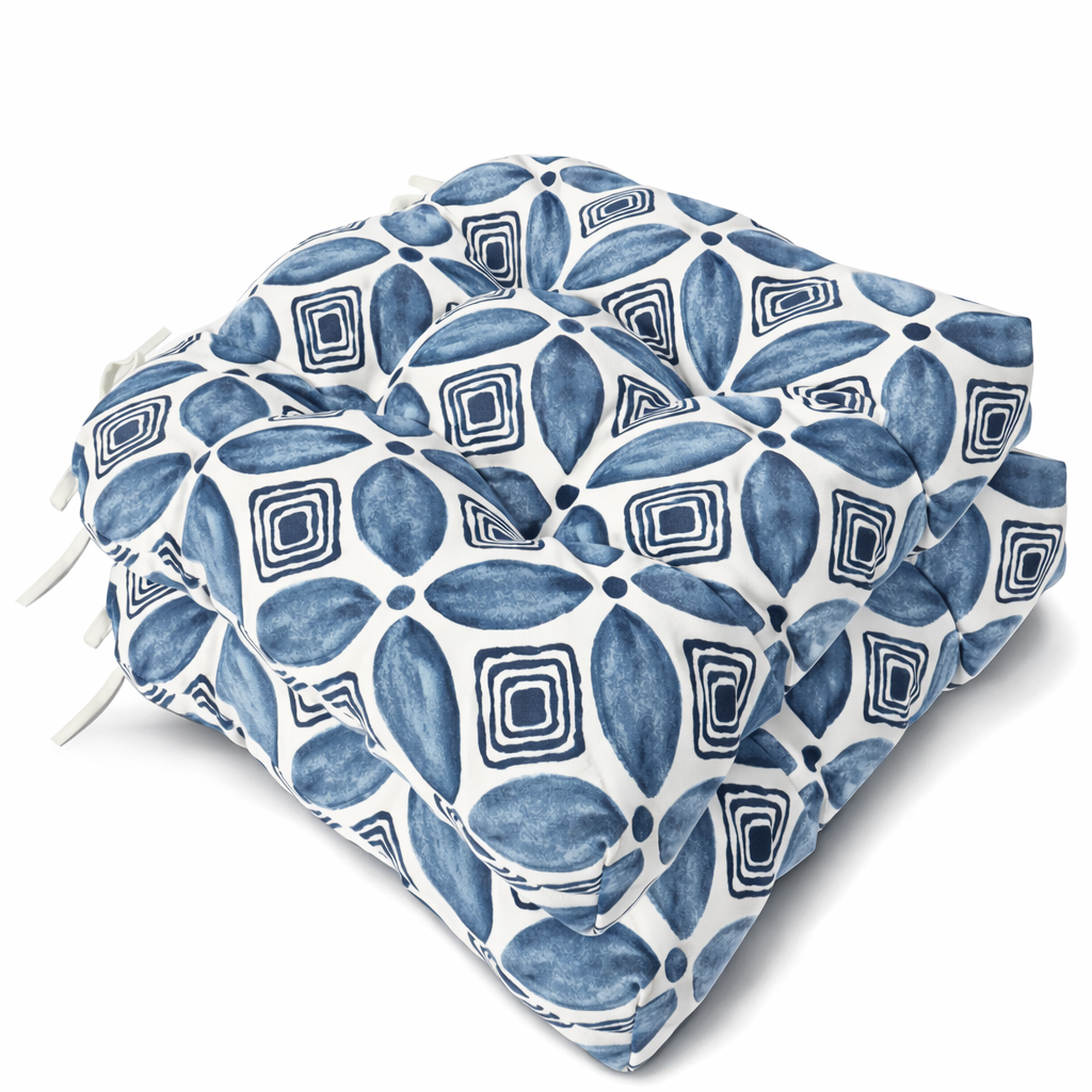 Outdoor Chair Cushions Set of 2, 19 x 19 x 4 Inch Tufted Seat Cushions