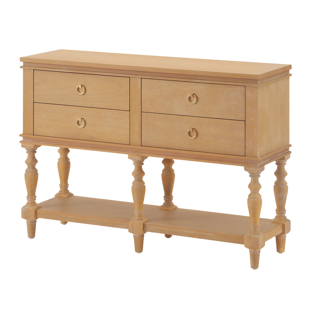 42" Vintage Console Table with 4 Soft-Close Drawers