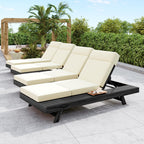 Lounge Chaise Set With Headrest, Acacia Wood