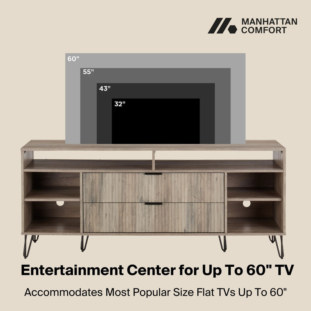 Dumbo 63" Fluted TV Stand in Rustic