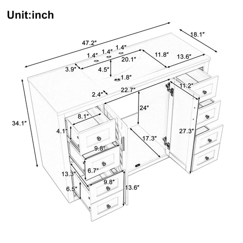 48'' Classic Bathroom Vanity Cabinet