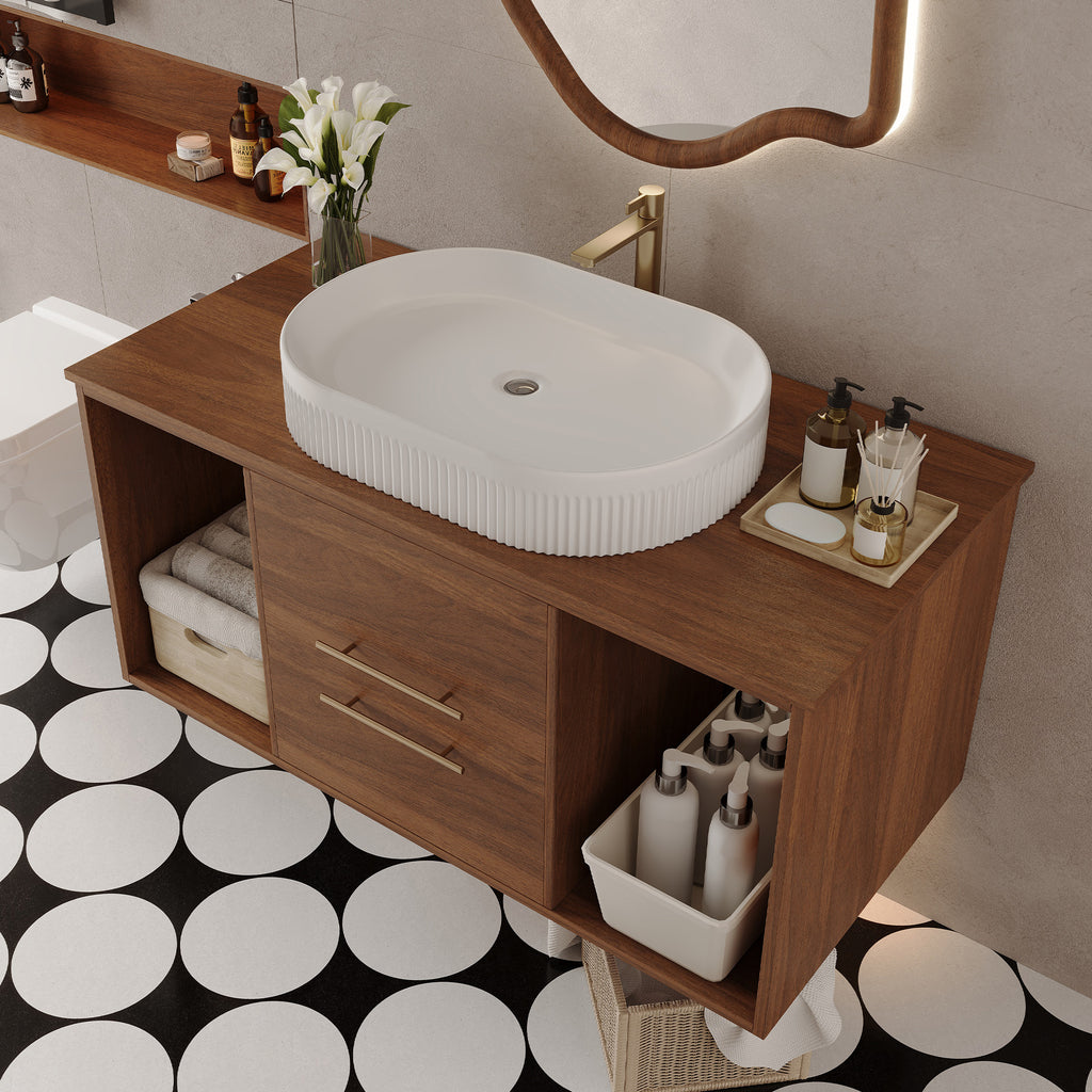 Wall-Mounted Bathroom Vanity with Ceramic Sink