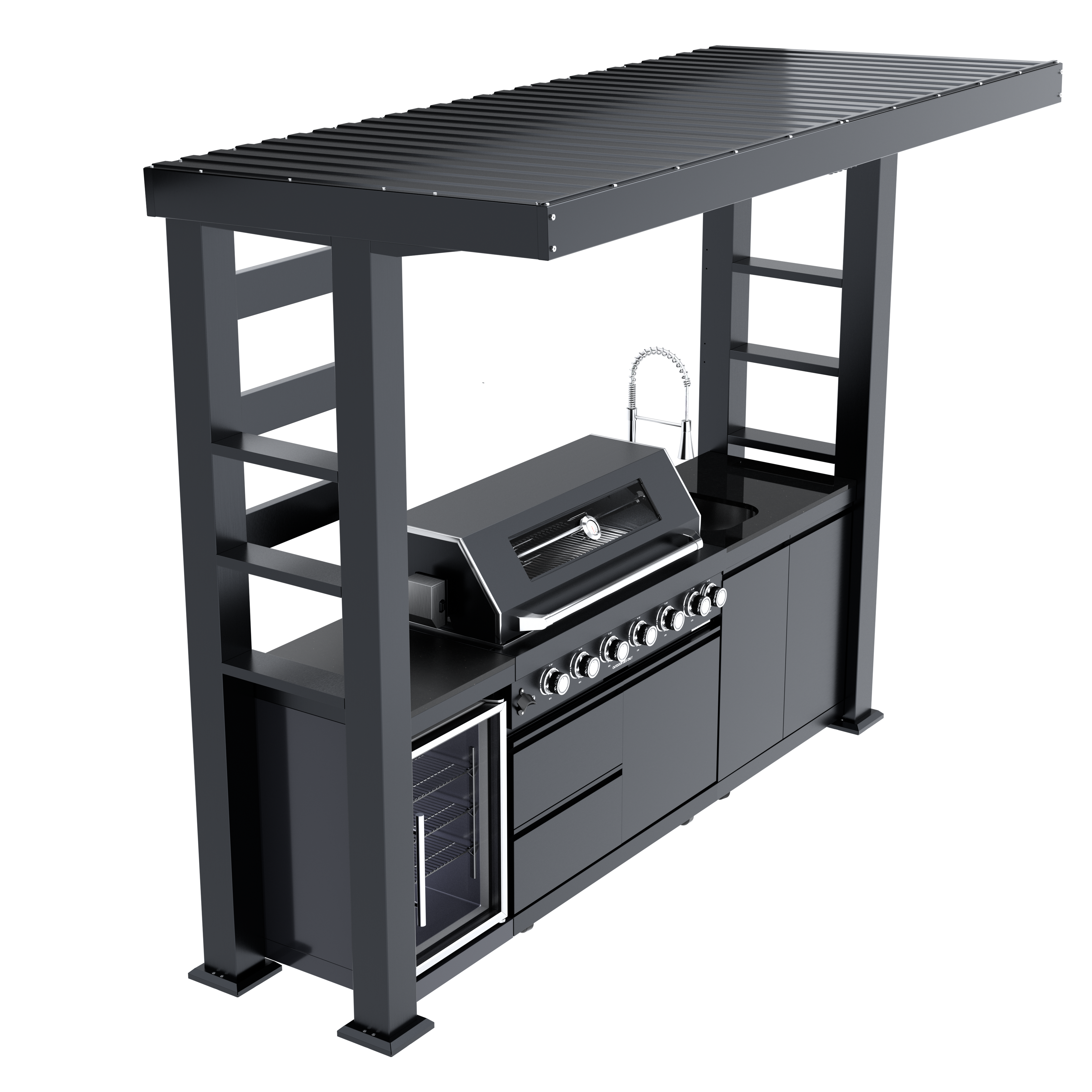 108-Inch 6-Burner Deluxe Stainless Steel Gas Outdoor Kitchen Grill
