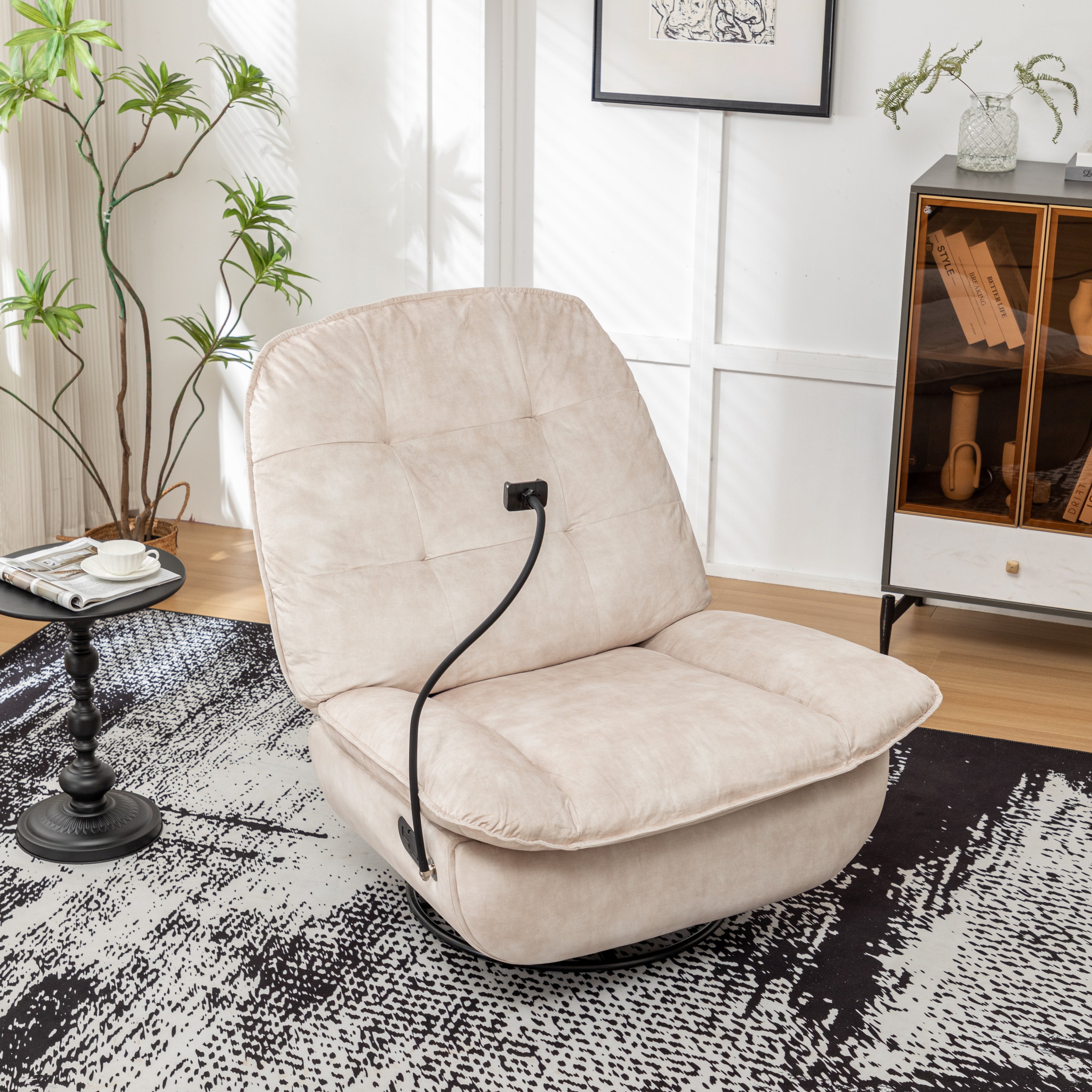 Ivory Recliner with Mobile Phone Holder