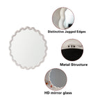 White Scalloped Round Wall Mirror