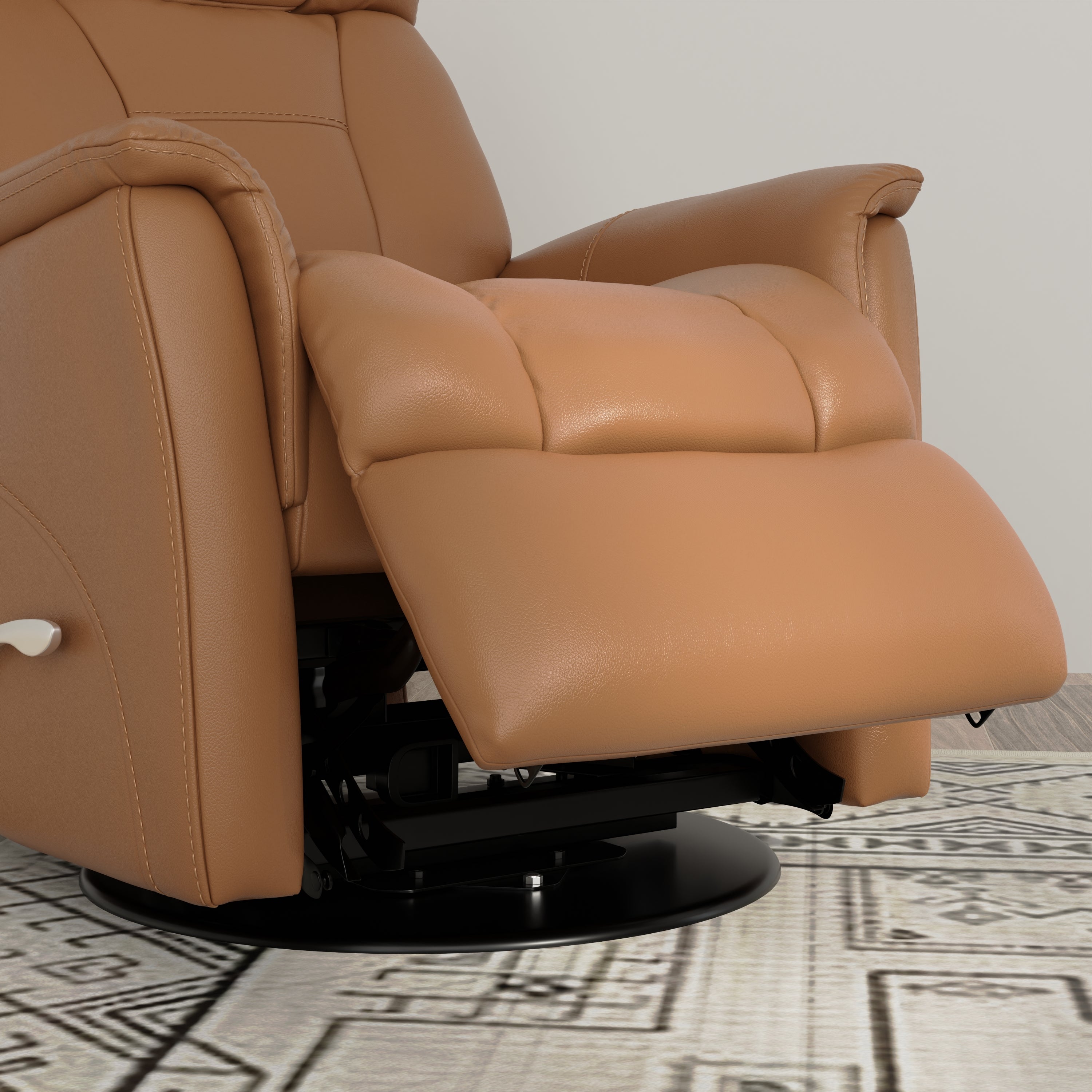 Global Home Swivel Glider Recliner with Manual Adjustable Headrest & Footrest