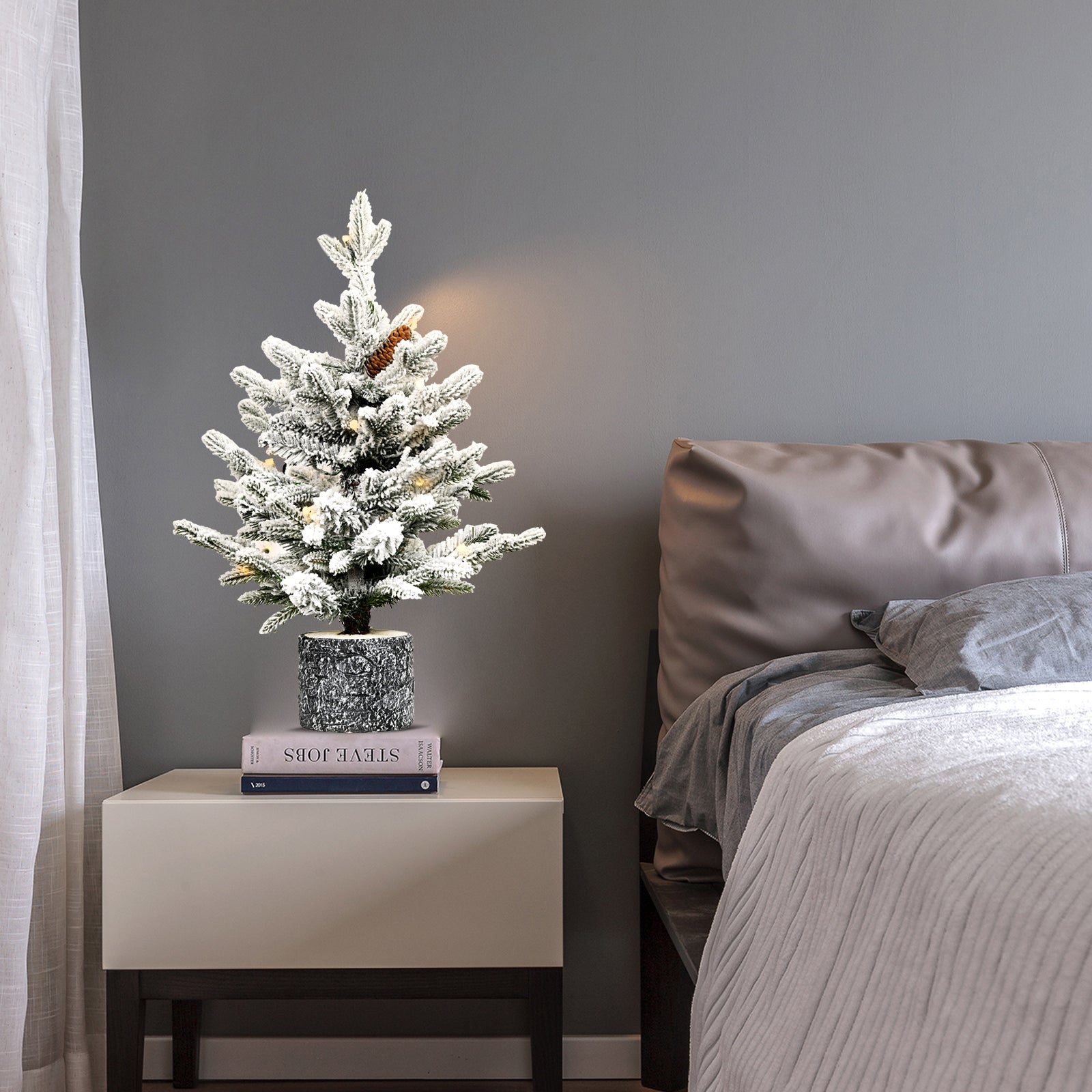 3FT Flocked Christmas Tree with Pot Base