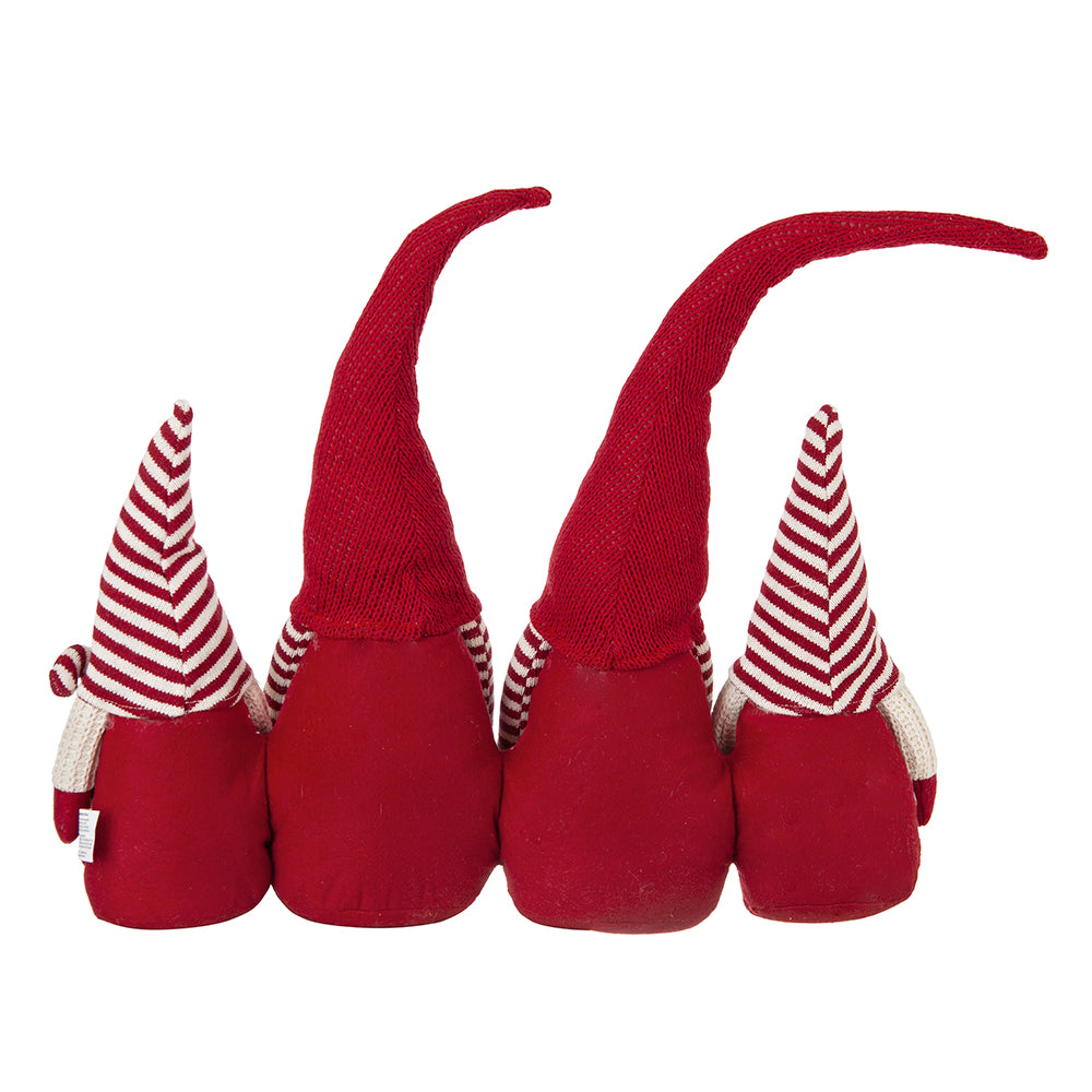 Fabric Gnome Table Figurine Set, 21.3 Inches, Red and White