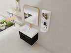 30 Inch Wall-Mounted Bathroom Vanity with Sink and Storage Rack