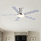 52 Inch Modern Brushed Nickel Flush Mount Ceiling Fan with Light and Remote Control