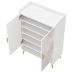 29.6" White and Gold Shoe Cabinet