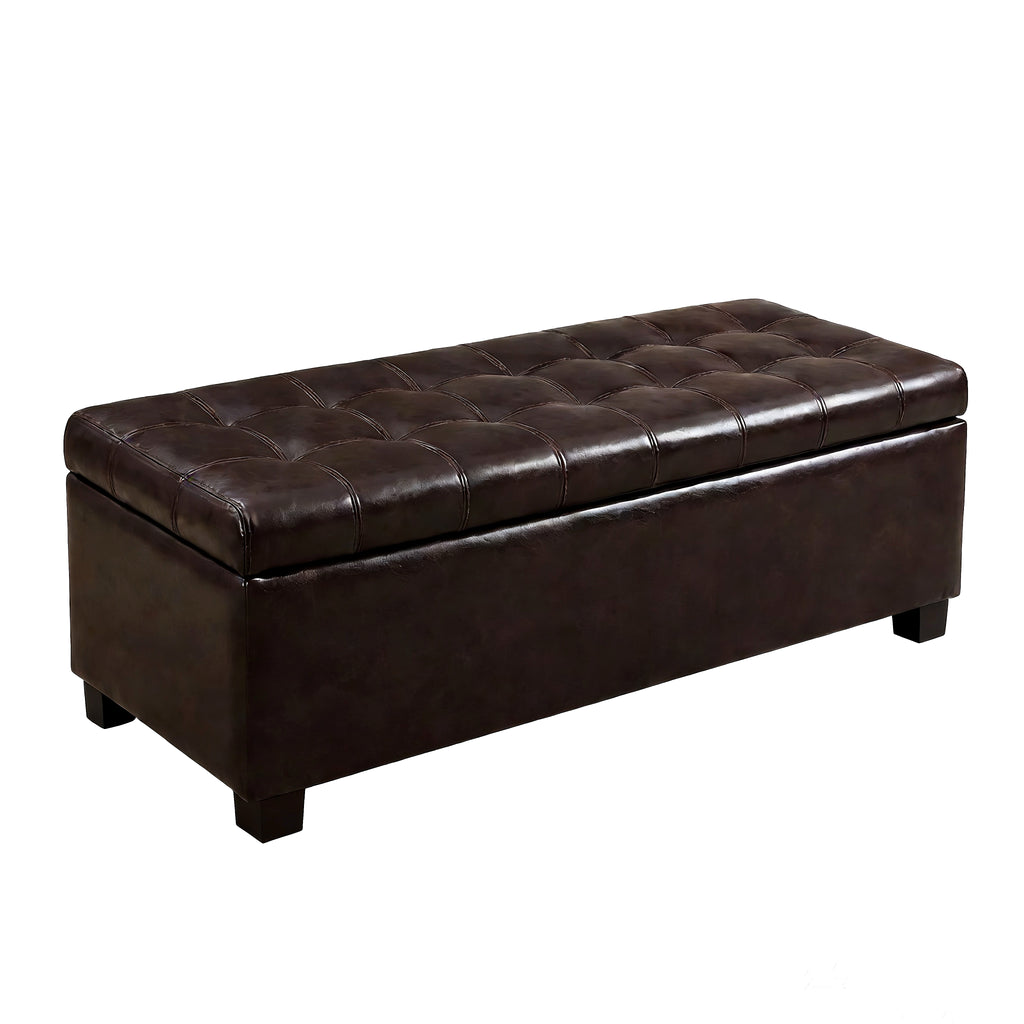 Tufted Storage Ottoman with Wooden Legs