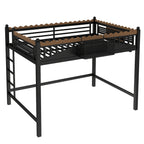 Full Size Loft Bed with Storage Shelves