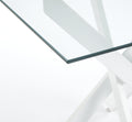Modern Glass Dining Table with Cross Metal Legs