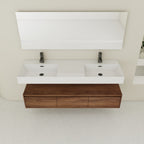 60 Inch Wall-Mounted Bathroom Vanity With Resin Sink