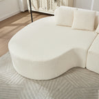 Boneless Curved Sectional Sofa with Pillows - White