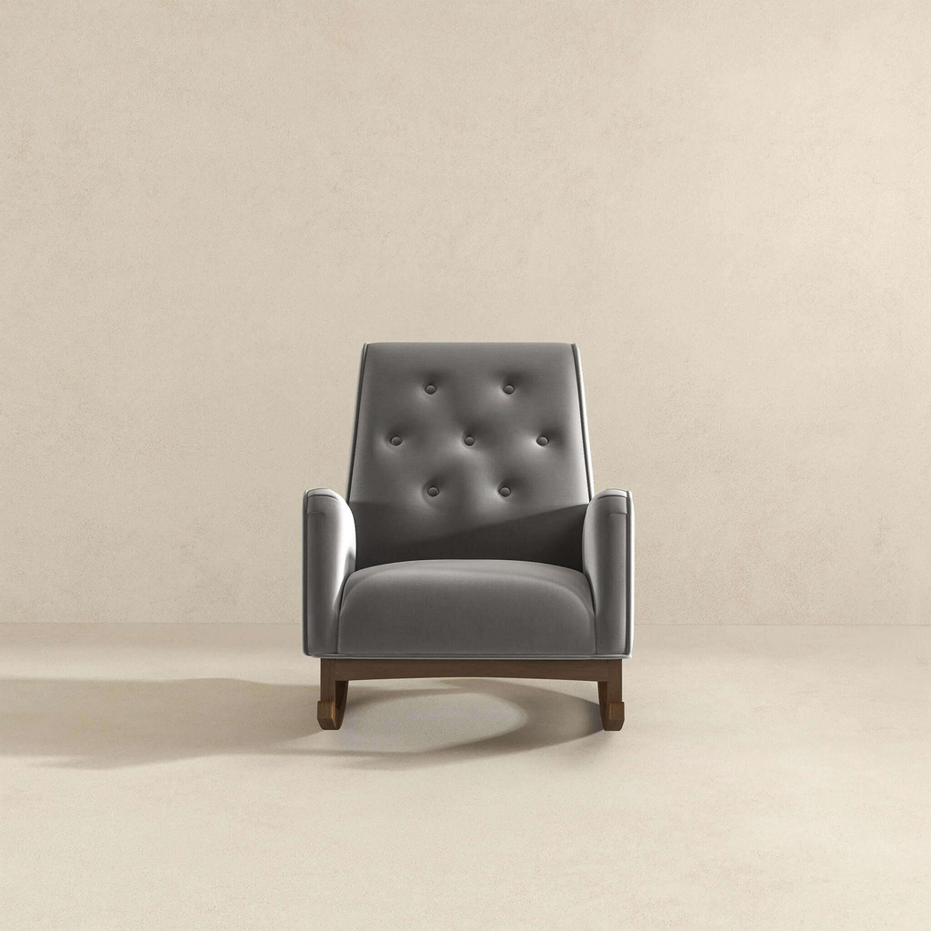 Premium Demetrius Light Grey Fabric Rocking Chair