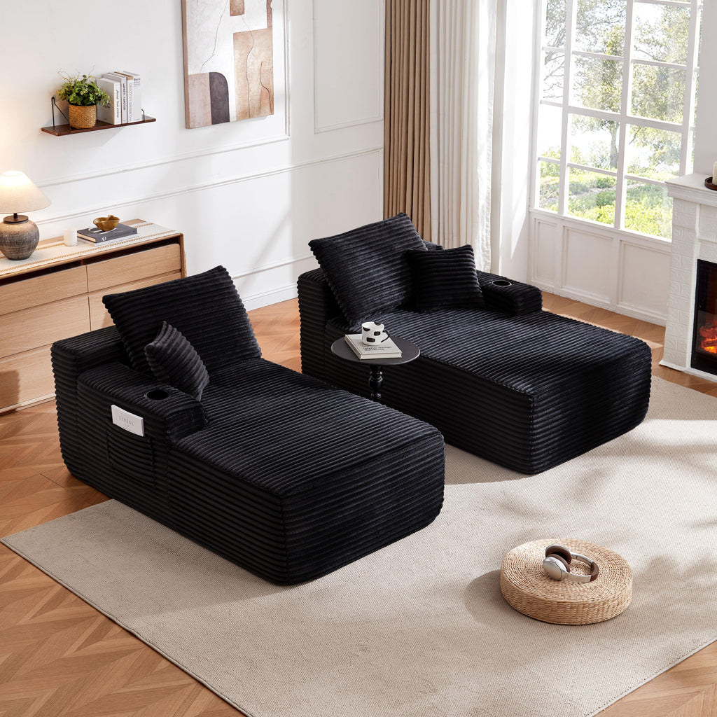 69" Cloud Sectional Couch, L-Shape Chaise with R-Shape Chaise