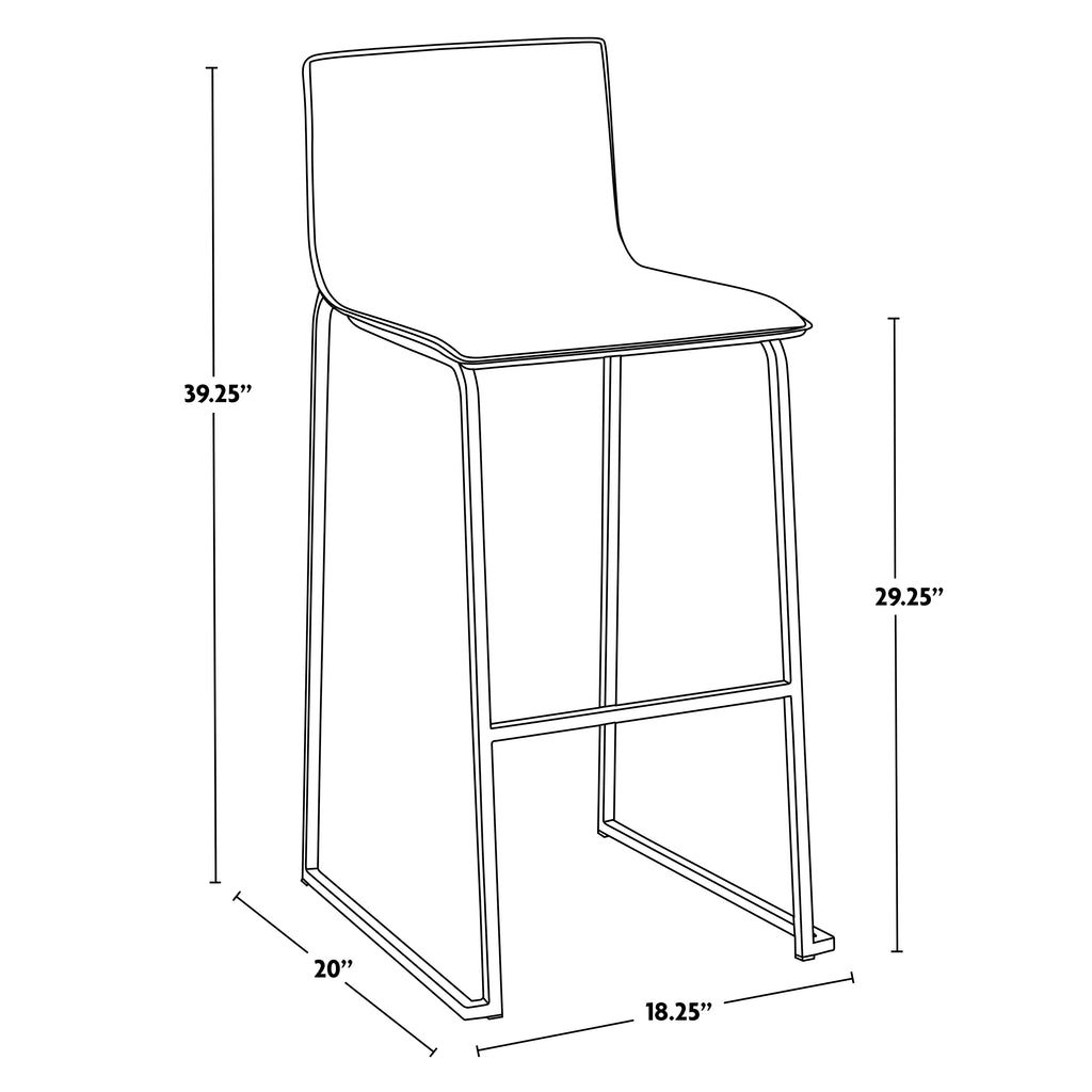 Contemporary Barstool in Stainless Steel and Camel Faux Leather - Set of 2