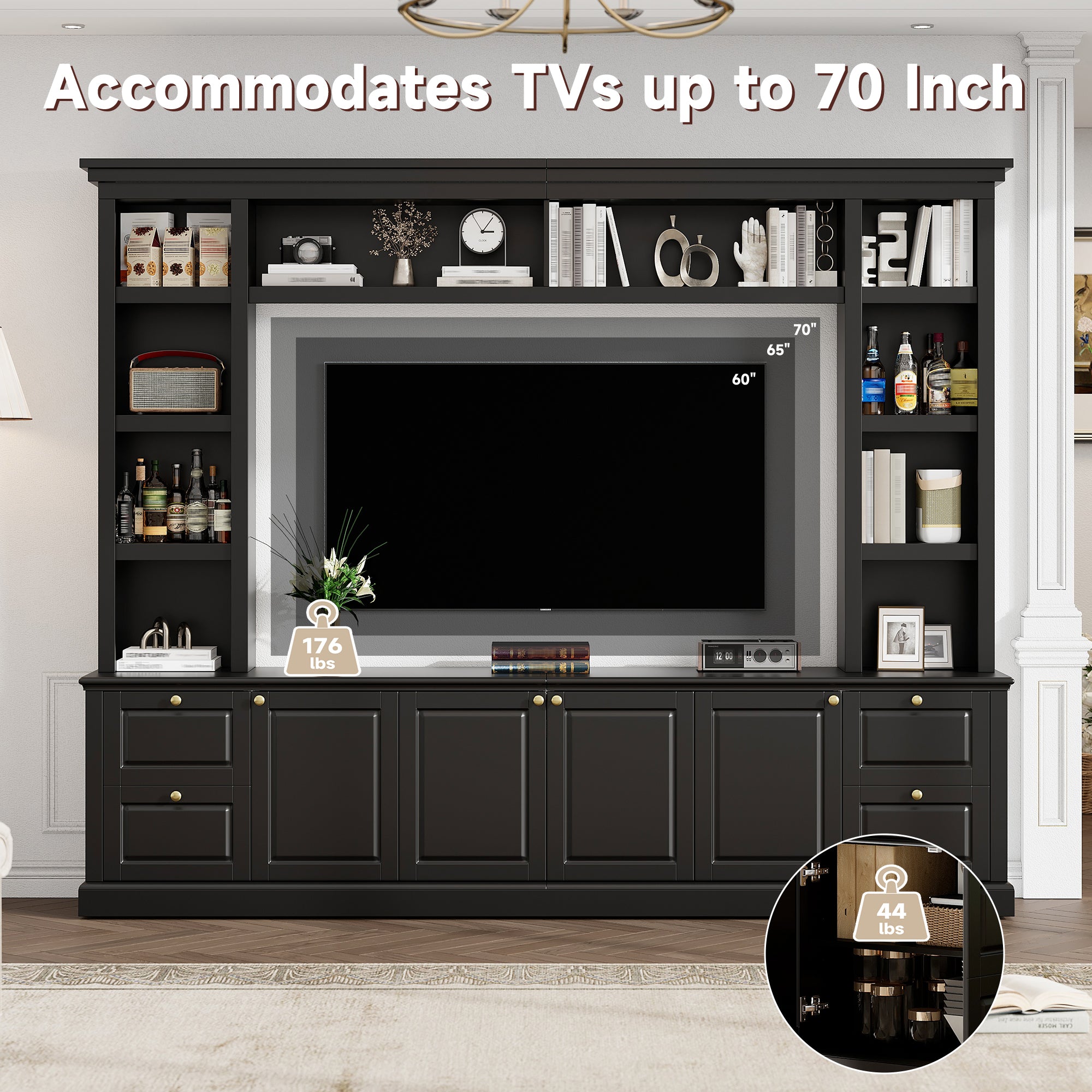 All-in-One Modern TV Stand with Bookcase