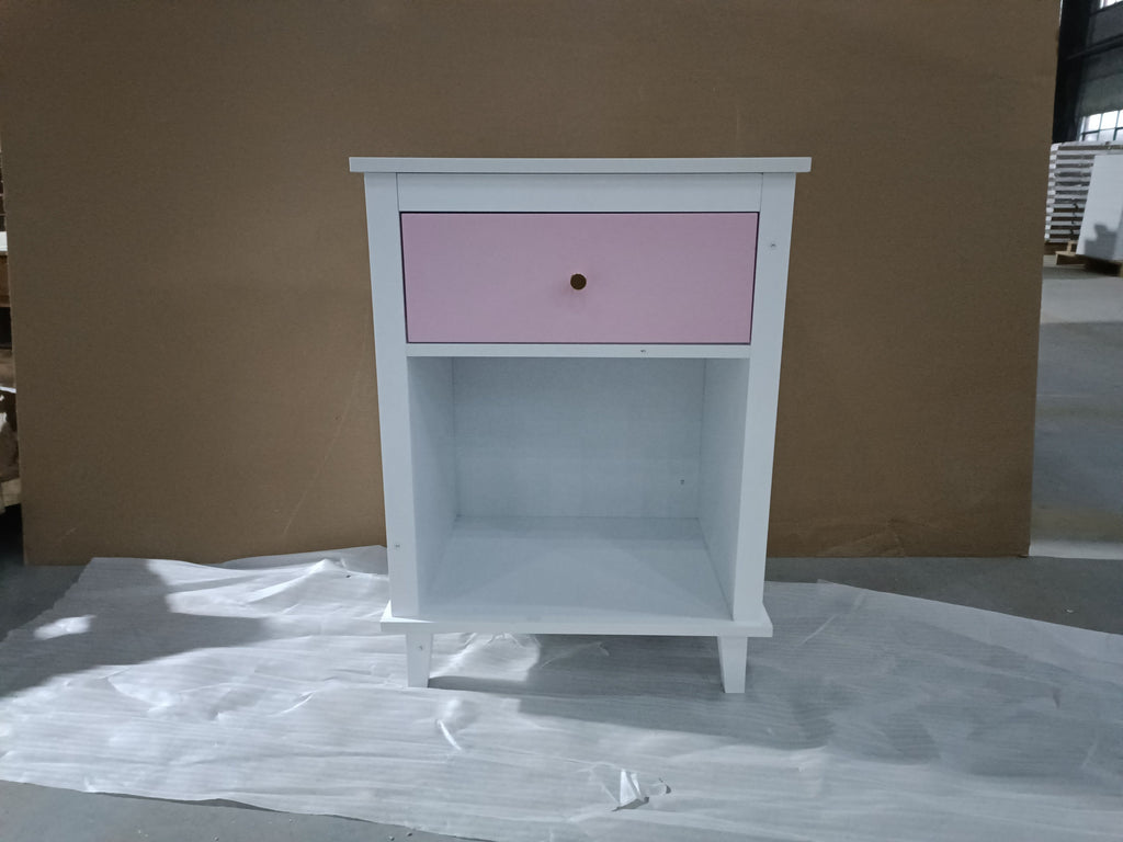 Wooden Nightstand with One Drawer and One Shelf