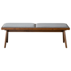 Keira Solid Wood Bench with Grey Fabric