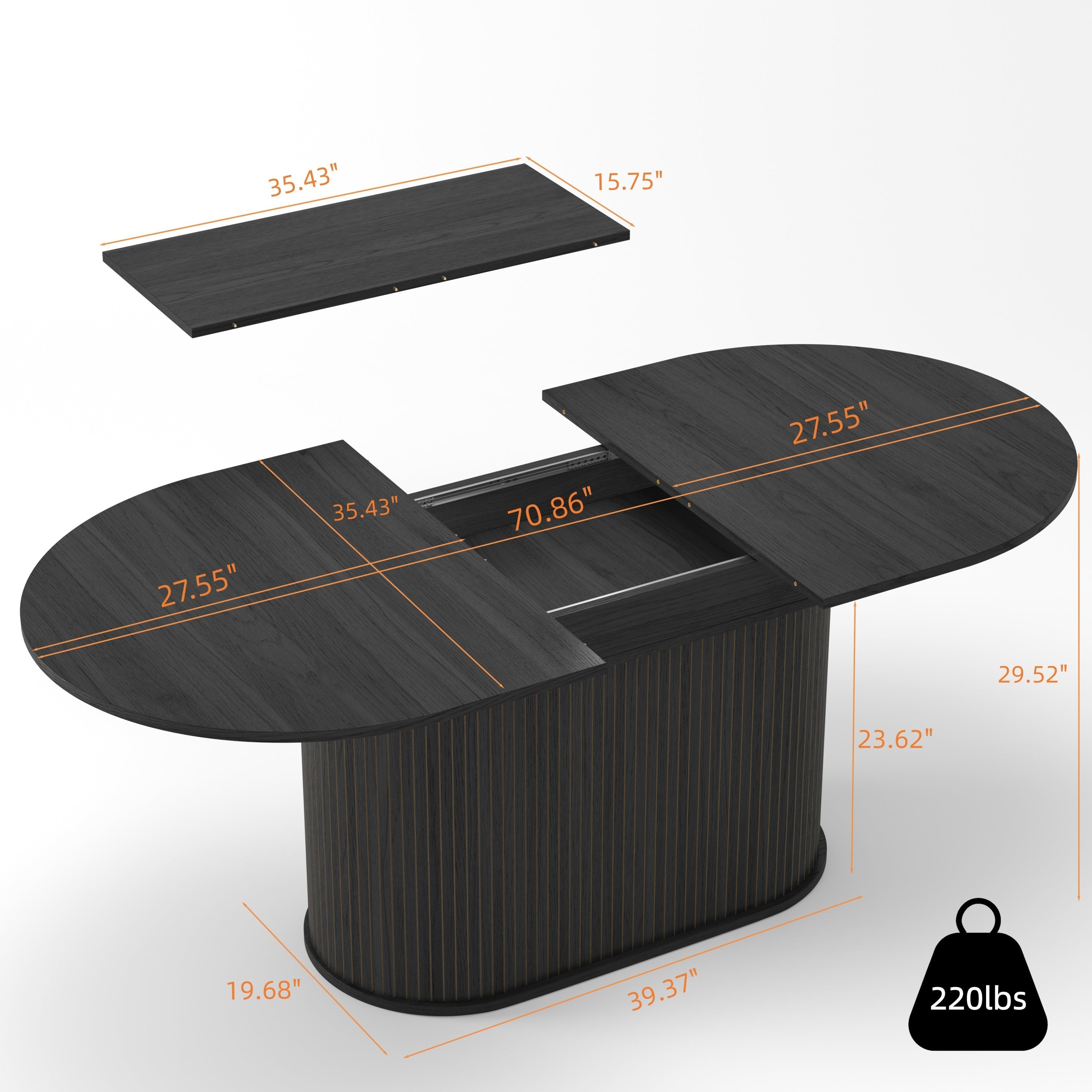 55.11'-70.86' Extendable Dining Table with Striped Legs
