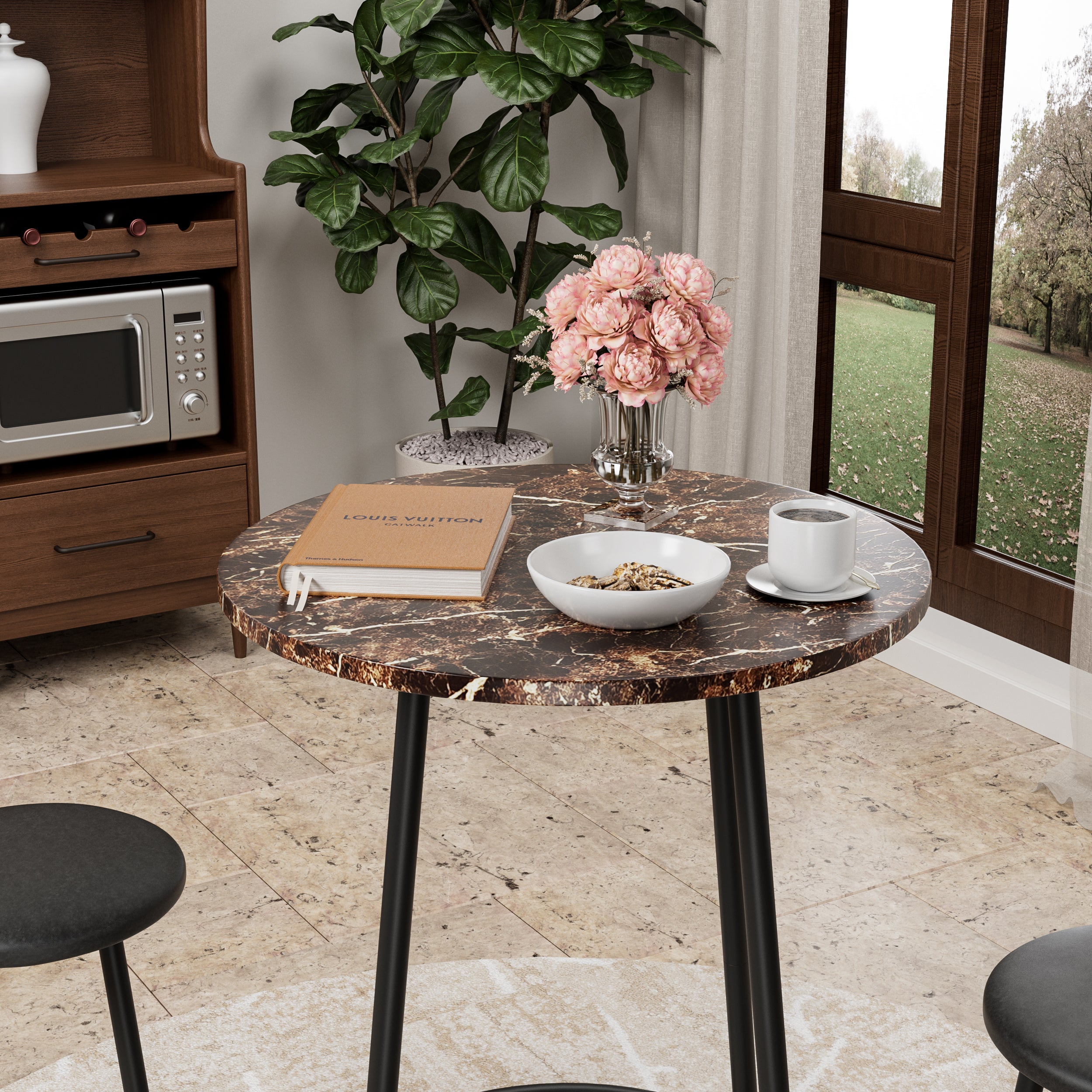 3-Piece Bar Table Set with 2 Bar Stools