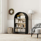 Arched 4-Tier Storage Cabinet with Carved Edges