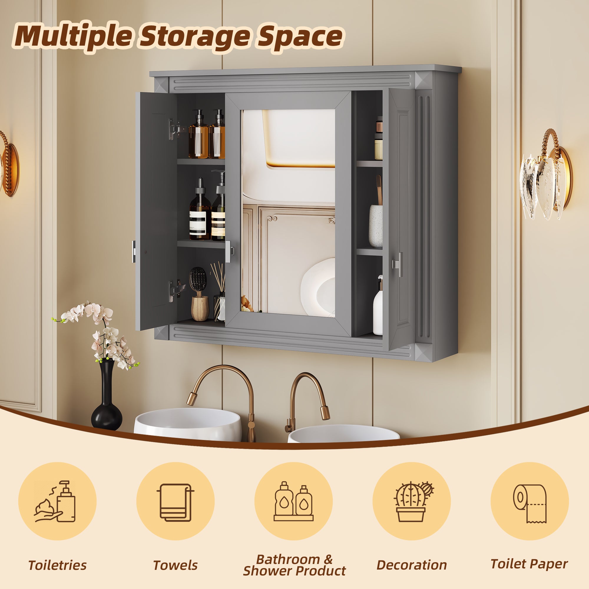 Bathroom Wall Cabinet with Mirror