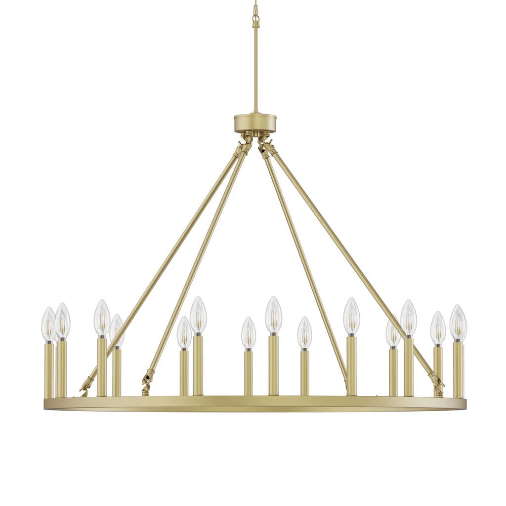 16-Light Wagon Wheel Chandelier, 39.3-Inch, Gold Iron