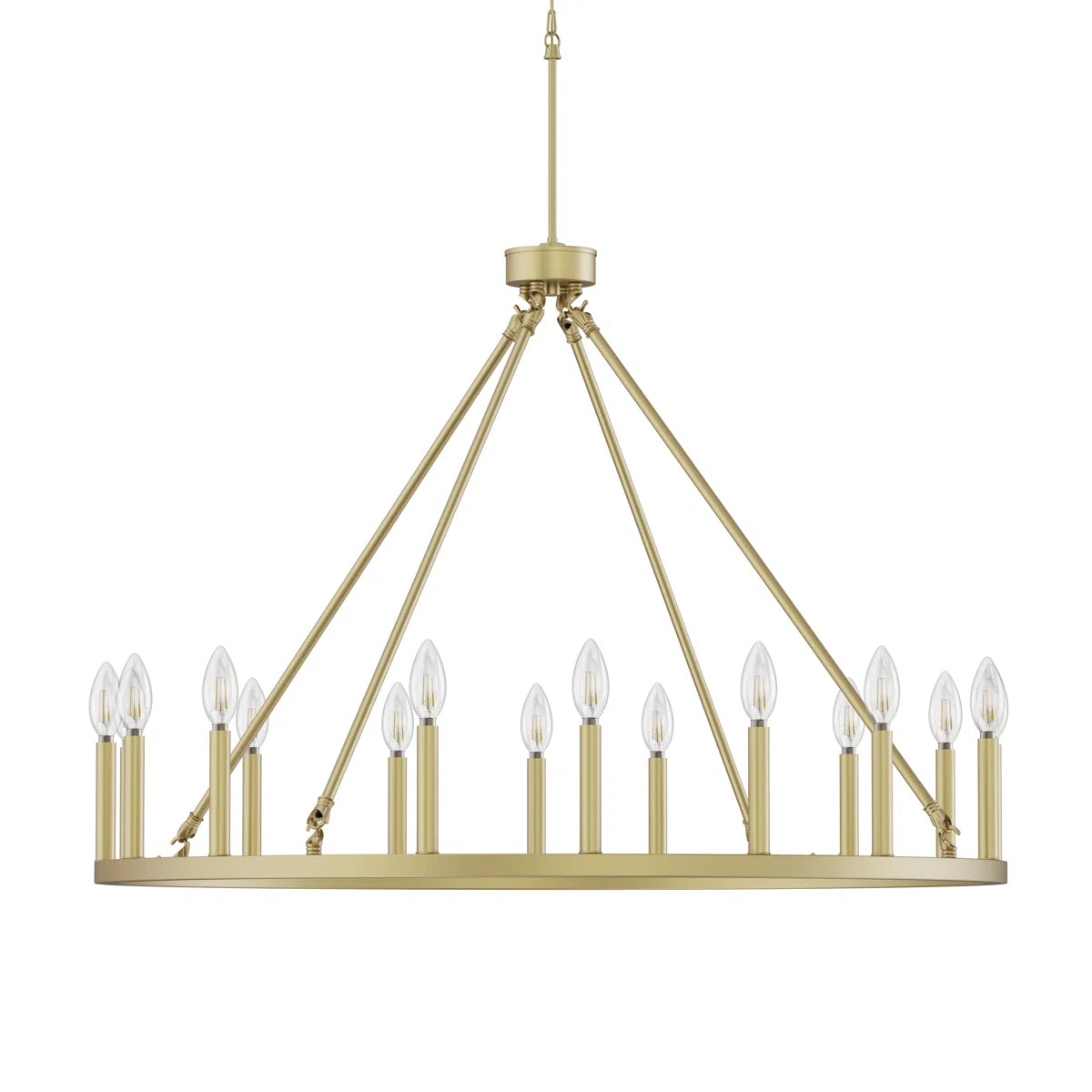 16-Light Wagon Wheel Chandelier, 39.3-Inch, Gold Iron