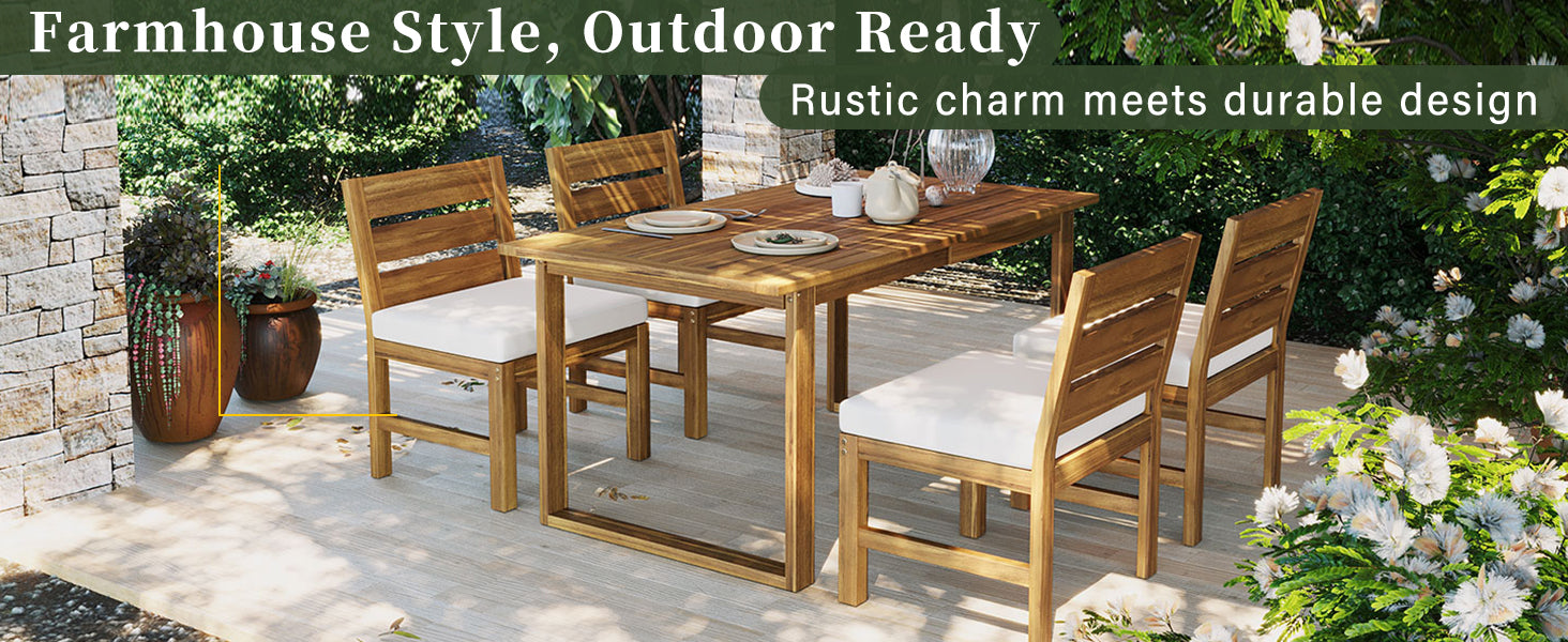 U_Style Farmhouse 5-Piece Outdoor Patio Dining Set