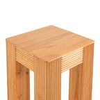 Natural Pine Wood Fluted Side Table with Elephant-Leg Design