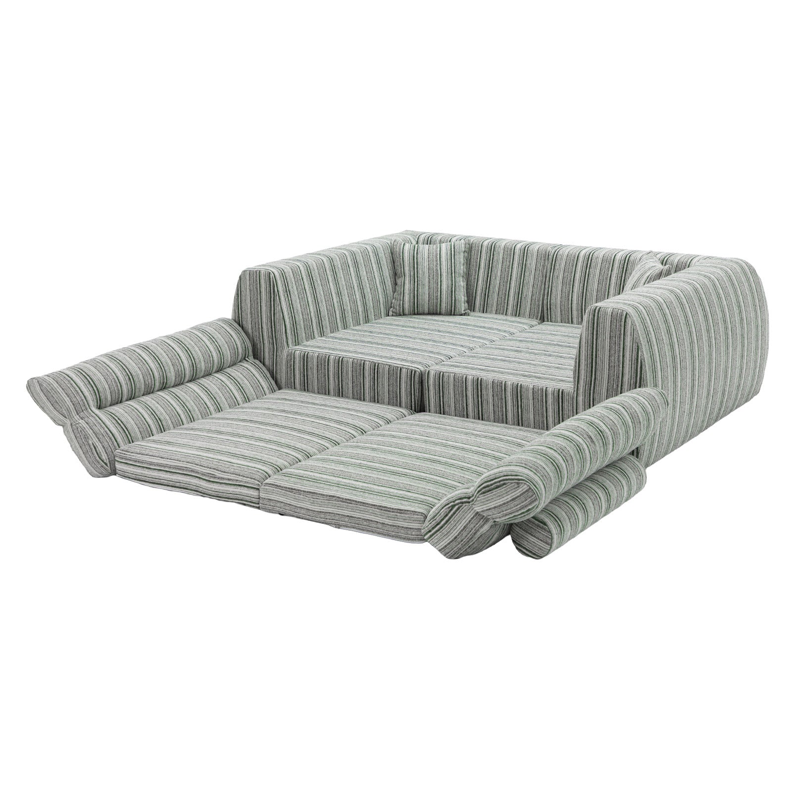 Woven Chenille Striped Compression Sofa - Straight Row Compact Couch