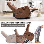 Brown PU Single Motor Power Lift Recliner Chair with Massage and Heat