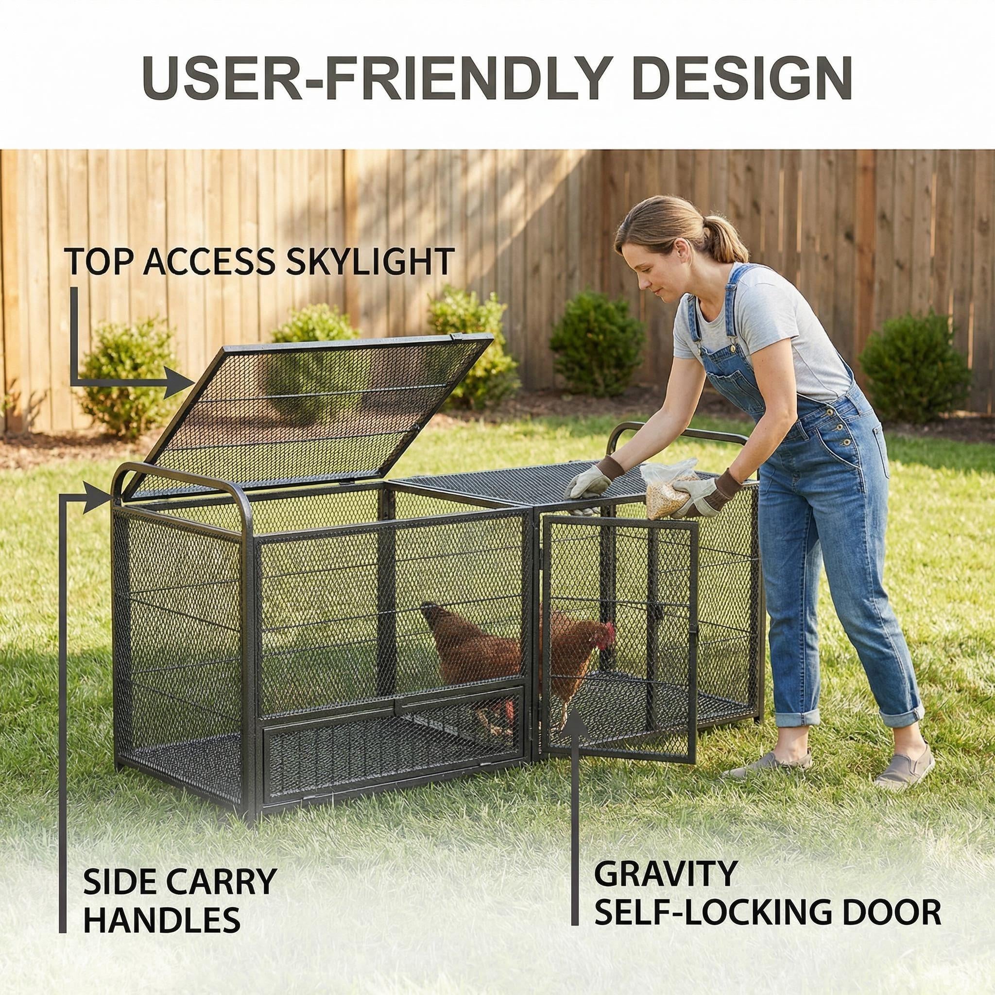 63" Chicken Cage Metal Poultry Breeding Coop