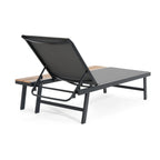 Waterloo Chaise Lounge With Attached Wood Side Table, Set Of 2