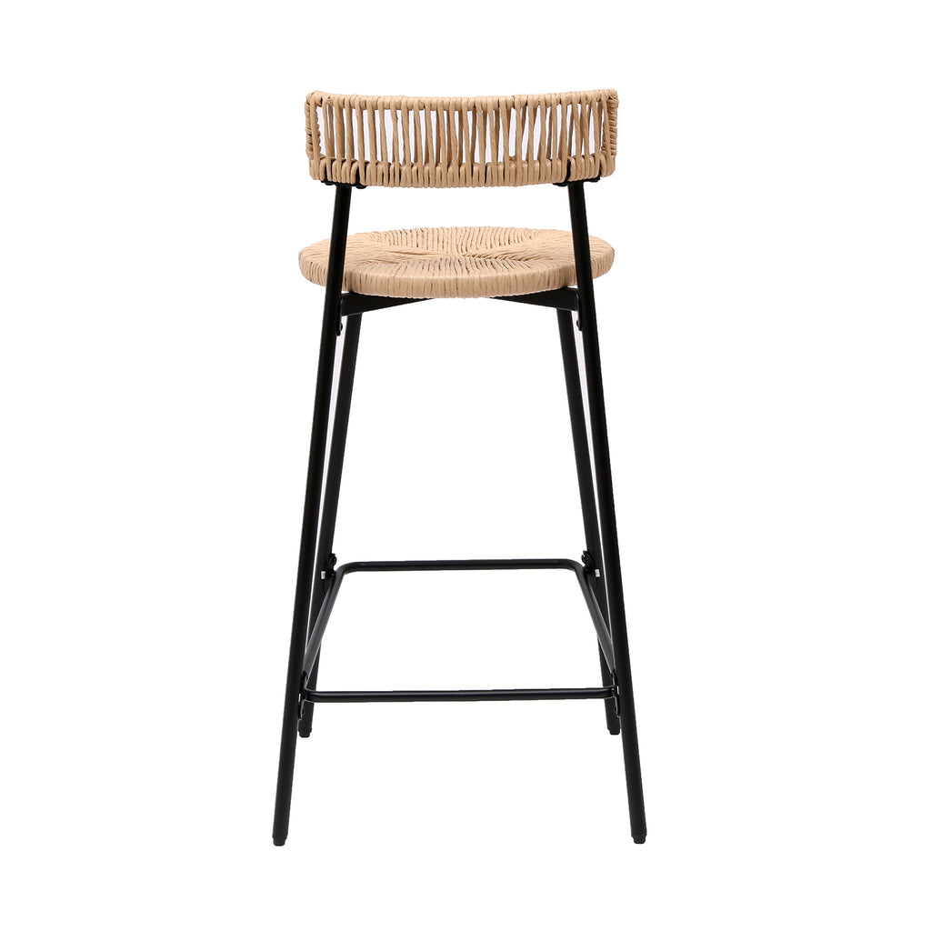 Hand Woven Bar Stools with Back Set of 2