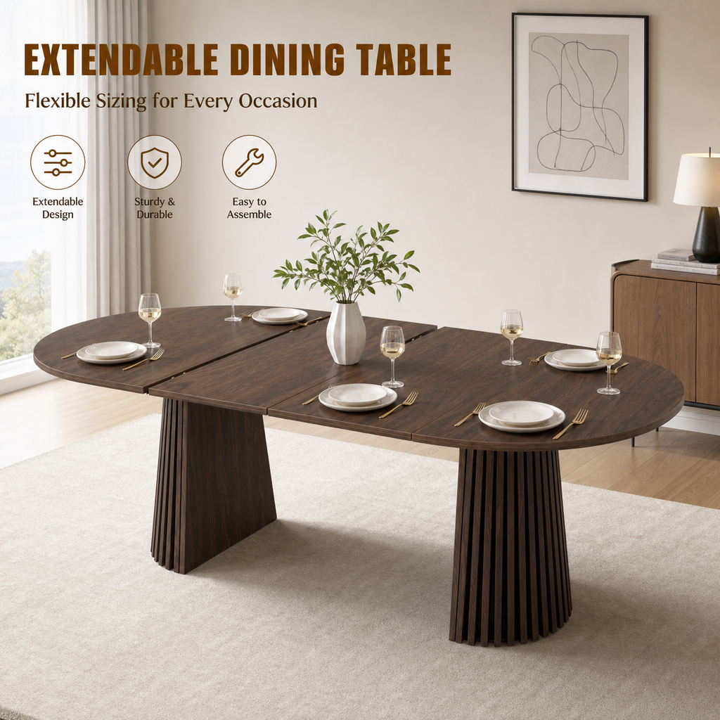 Walnut-Colored Wooden Dining Table