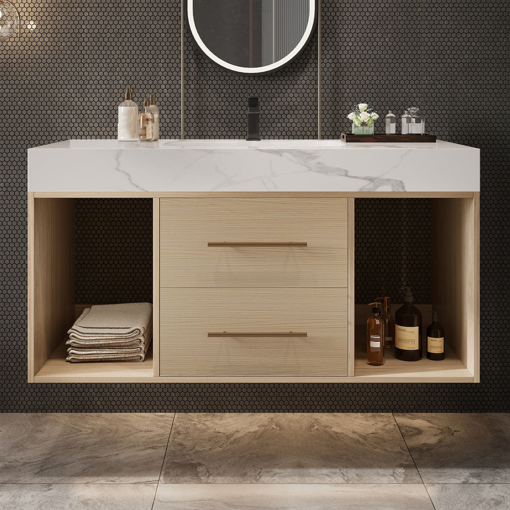 39.4" Floating Bathroom Vanity with Ceramic Sink