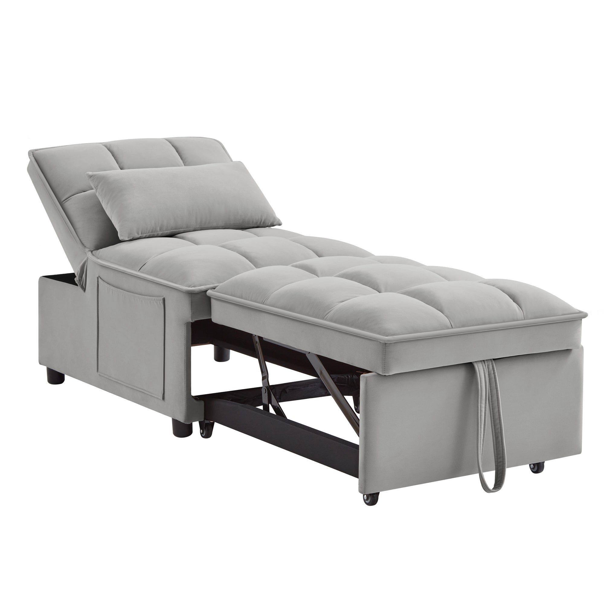 4 In1 Multi-Function Single Sofa Bed with Storage Pockets