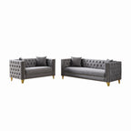 Chesterfield Velvet Sofa - 3+2 Seater Deep Seat Sofa